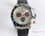 Noob Factory Swiss 7750 Rolex Daytona Watch Silver Dial Oysterflex Strap